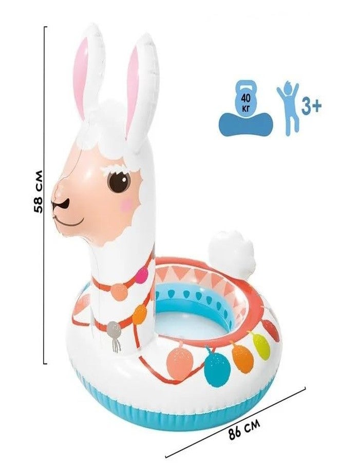 PRISMAXIC Llama Pool Rings Inflatable Swim Pool Float Water Float Ring Tube Swimming Baby Safety Seat Float Ring Red Fire Engine Shape Tube Kids and Adults- 34" x 23" (Animal Llama) - Image 3